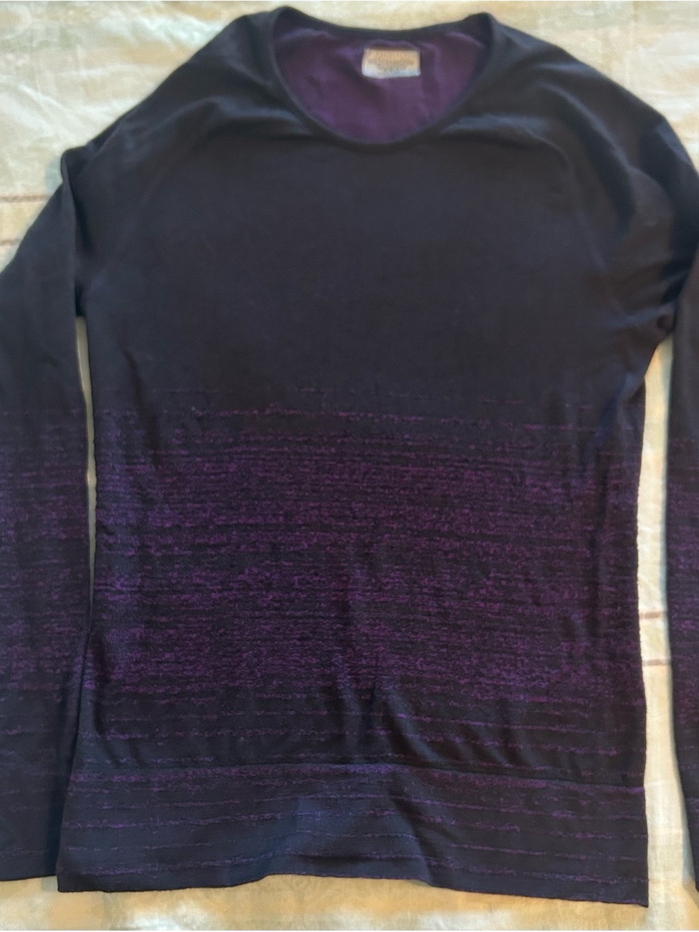 Athleta Women’s Wool Base Layer Purple Black Ombré Crewneck Sweater Fitted L